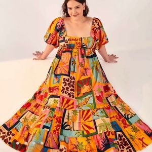 NWT Tropical Collage Midi Dress